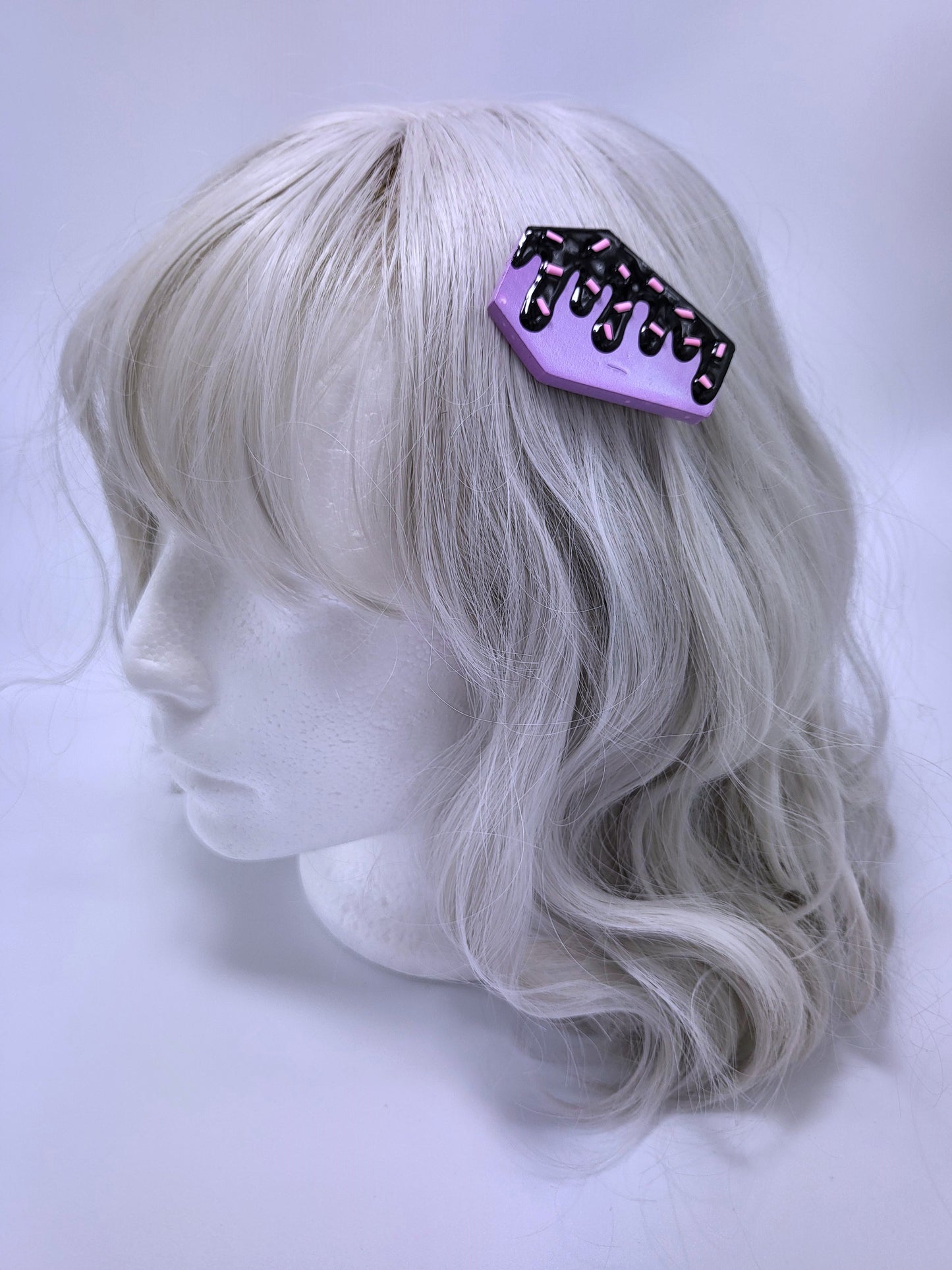 Coffin Cookie Hairclip with Icing Drizzle and Sprinkles