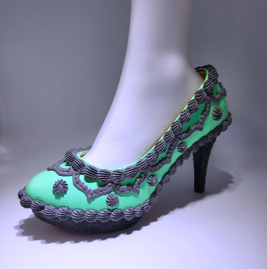 Mint Green and Black Cake Heels