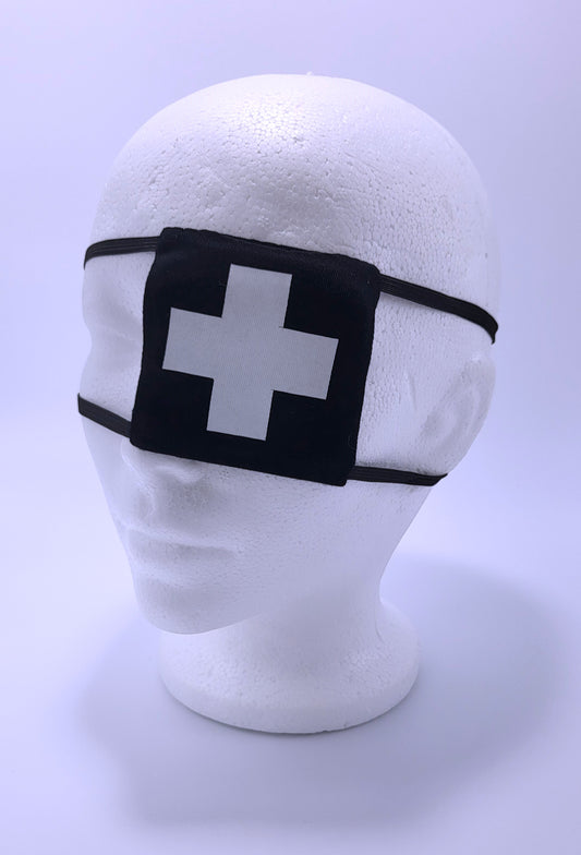 Black Square Medical Eyepatch With a White Cross