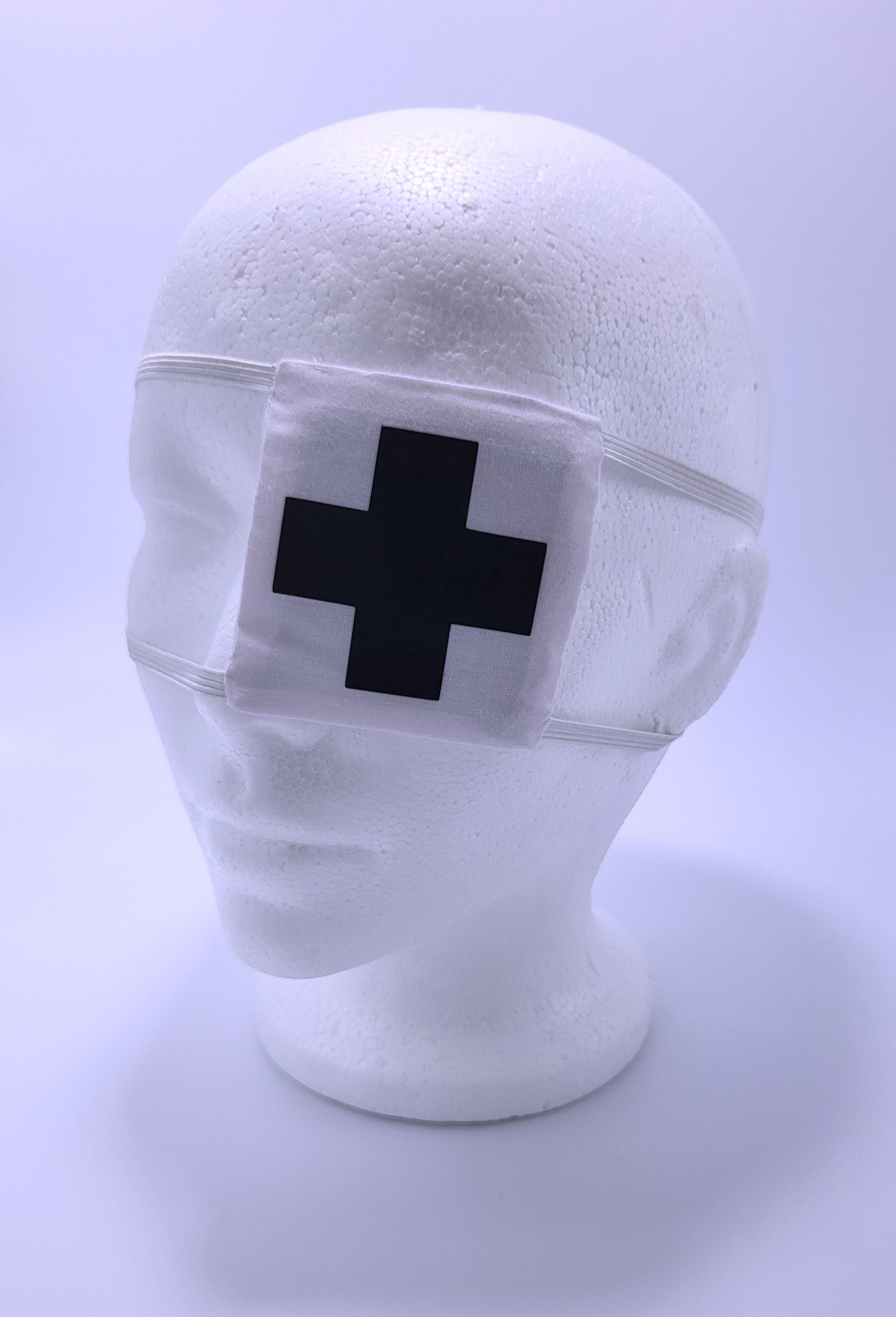 White Square Medical Eyepatch with a Black Cross