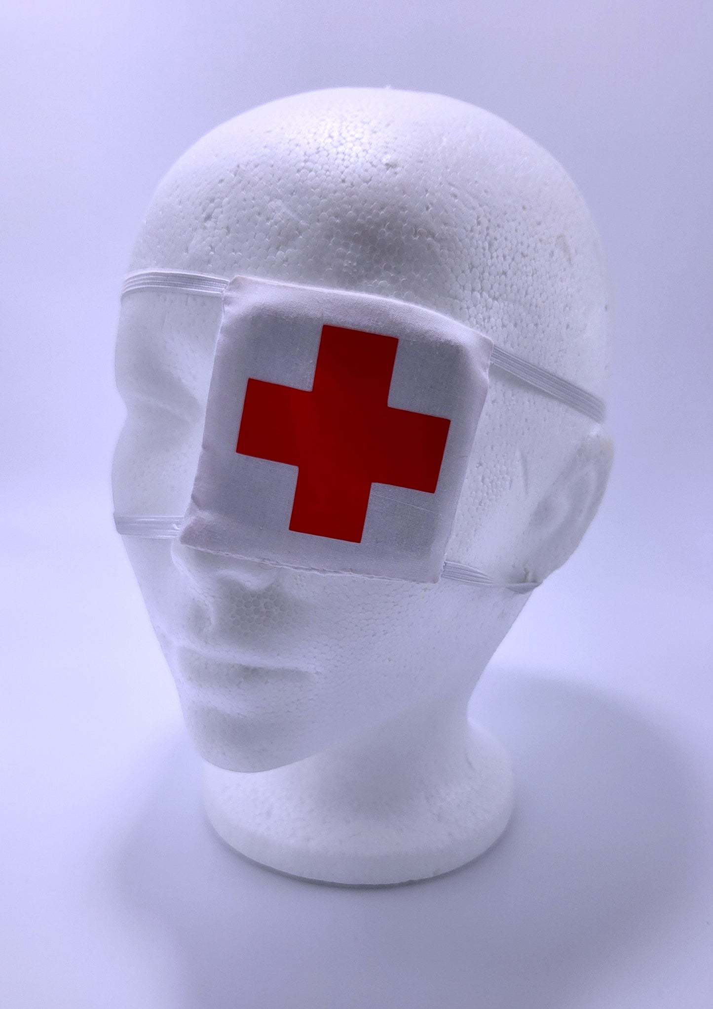 White Square Medical Eyepatch with a Red Cross