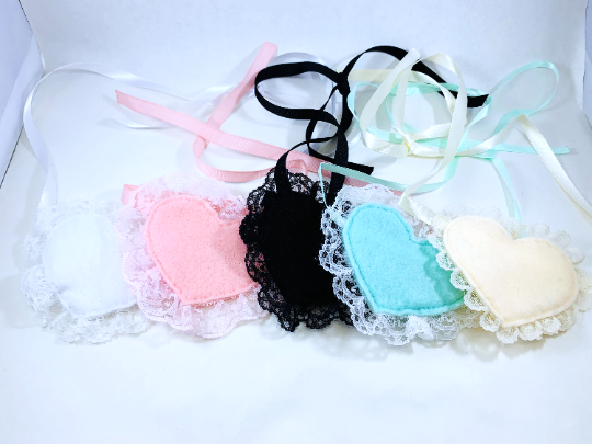 Beige Lace Heart Eyepatch