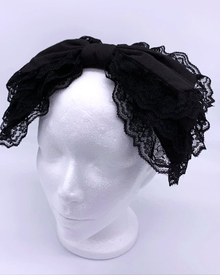 Black Three Tiered Handmade Lolita Bows tea party bow gothic headdress