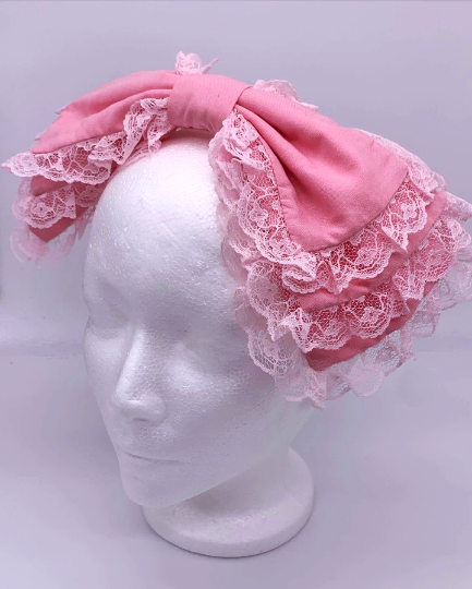 Pink Three Tiered Handmade Lolita Bows tea party bow gothic headdress