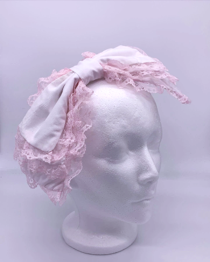 White and Pink Three Tiered Handmade Lolita Bows tea party bow gothic headdress