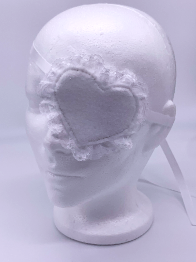 White Lace Heart Eyepatch